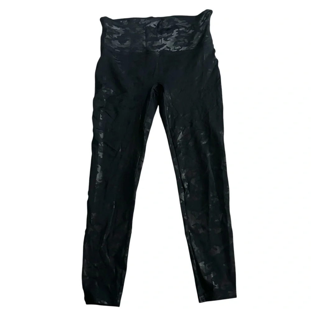 Spanx‎ Camo Coated Faux Leather Look Leggings Womens Size XL